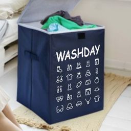Aura Blue Printed Foldable Laundry Bag with Lid & Handles-75 l-39