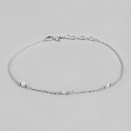 Sangria Rhodium-Plated 925 Sterling Silver Artificial Beads Anklet-20
