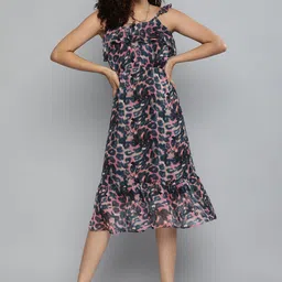 Kvsfab Blue & Multicoloured Chiffon A-Line Dress-image-15