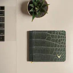 Hidesign Men Olive Green Crocodile Skin Textured Money Clip-image-48