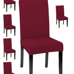 Lazi 6 Pieces Maroon Solid Printed Stretchable Dining Chair Covers-image-36