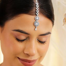 Rubans Rhodium-Plated Artificial Stones Studded Maang Tikka-12