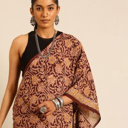Taavi Kalamkari Pure Cotton Handloom Hand Block Print Saree-image-91