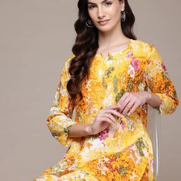 Readiprint Fashions Women Floral Printed Cotton Straight Tunic & Trousers-58