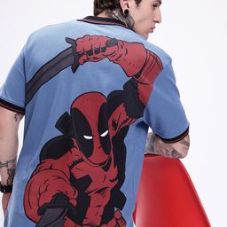 Kook N Keech Marvel Dead Pool Printed Oversized Polo Collar T-shirt-image-16