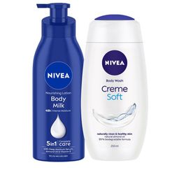 Nivea Set of Body Milk Body Lotion and Creme Soft Body Wash - 400ml + 250ml-28