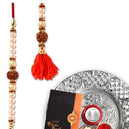 DeoDap Rakhi Combo for Brother with Pooja Thali, Pooja Coin, Roli Chawal & Greeting Card-2