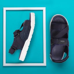 HRX by Hrithik Roshan Men Navy Blue Woven Design Hook & Loop Athleisure Sandal-image-66
