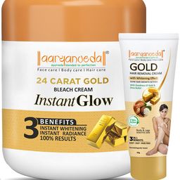 Aryanveda Set Of 24 Carat Gold Bleach Cream 450g & Gold Hair Removal Cream 40gm-33