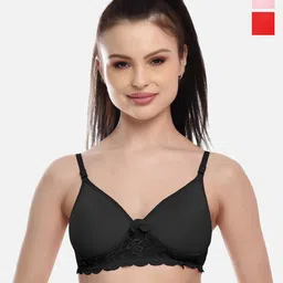 FIMS Set Of 3 Red & Pink Lightly Padded & Non Wired Solid Bra-picture-13