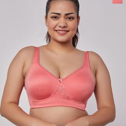 Maashie Pack of 2 Seamless Double Layered Concealed Cups Non Padded Lace Tshirt Bra-28