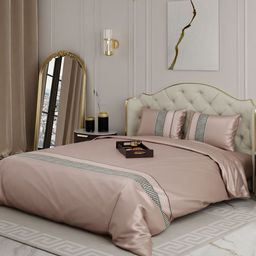 Stoa Paris Beige AC Room 150 GSM Double Bed Satin Comforter with 2 Pillow Covers-image-89