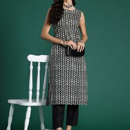 Indo Era Women Floral Printed Block Print Pure Cotton Kurta-44