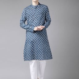 See Designs Men Blue Pure Cotton Printed Regular Kurta with Trousers-picture-26