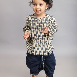 Biglilpeople Boys Floral Printed Angrakha Pure Cotton Kurta Sets-picture-24
