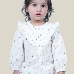 Little Llama Girls Conversational Printed Pure Cotton Shirt & Pyjama-image-86