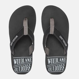 Woodland Men Black & Grey Brand Logo Print Detail Thong Flip-Flops-picture-48