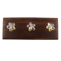Indianshelf Brown & Transparent Floral Wood Wall 3 Hooks Key Holder-image-35
