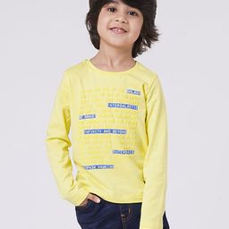 Ed-a-Mamma Boys Yellow Typography Printed V-Neck Applique T-shirt-image-95