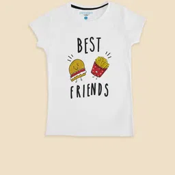 Pantaloons Junior Girls White Typography Printed Applique T-shirt-picture-31
