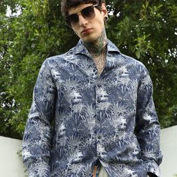 Campus Sutra Comfort Botanical Printed Spread Collar Casual Shirt-picture-45