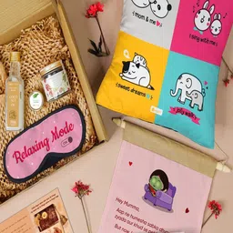 Indigifts Red & Blue 6 Pieces Printed Gift for Mother Useful Gift Hamper-9