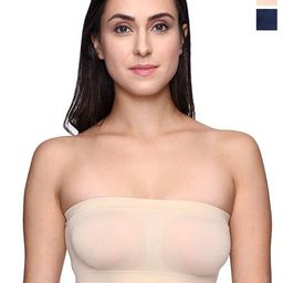 ComfyStyle Pack Of 2 Solid Strapless Tube Full Coverage Bra-13