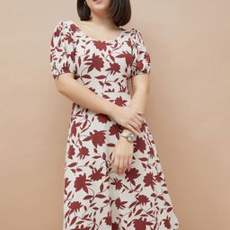 CODE by Lifestyle Floral Print Puff Sleeve Fit & Flare Dress-image-6