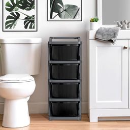 RUBOXA Grey & Black 4-Layer Modular Storage Drawer Organiser-51