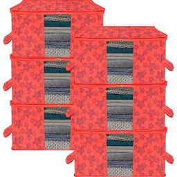 Kuber Industries Red 6 Pieces Printed Storage Bag Organiser-15