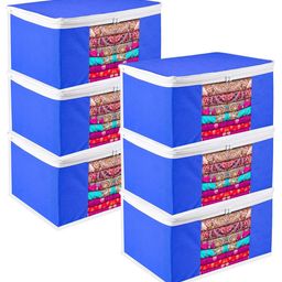 Kuber Industries Blue & White 6 Pieces Storage Bag Organiser-15