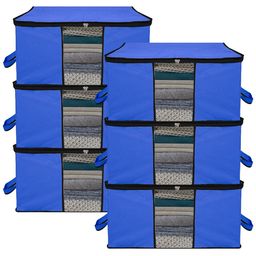 Kuber Industries Blue & Black 6 Pieces Storage Bag Organiser-19