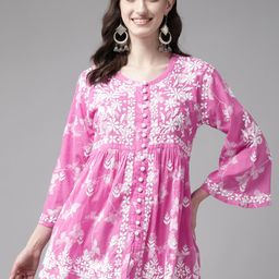 ADA Floral Embroidered Chikankari Kurti-picture-32