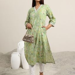 Libas Floral Printed V-Neck Straight Kurta-picture-4