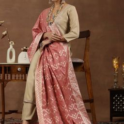 Gerua By Libas Women Floral Yoke Design Regular Kurta with Trousers & With Dupatta-58