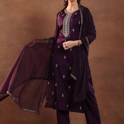 Gerua By Libas Women Floral Embroidered Regular Kurta with Trousers & With Dupatta-55