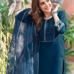 SANISA Women Ethnic Motifs Embroidered Kurta with Trousers & Dupatta-picture-30
