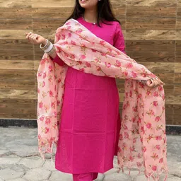 GoSriKi Women Regular Thread Work Kurta with Trousers & With Dupatta-17