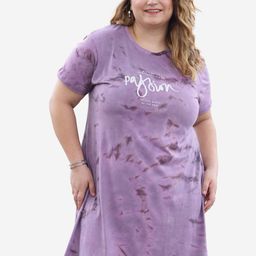 TITTLI Plus Size Abstract Printed Pure Cotton T-shirt Dress-27