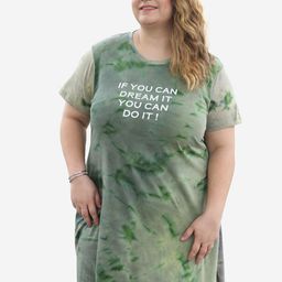 TITTLI Plus Size Abstract Printed Pure Cotton T-shirt Dress-25