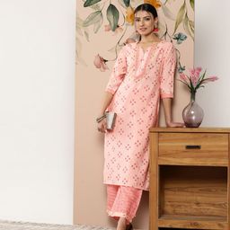 Libas Women Floral Printed Gotta Patti Silk Blend Kurta With Palazzos-picture-42