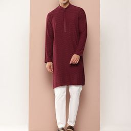 See Designs Floral Embroidered Thread Work Kurta with Pyjamas-picture-18