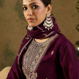 Indo Era Women Ethnic Motifs Embroidered Regular Kurta with Trousers & With Dupatta-28