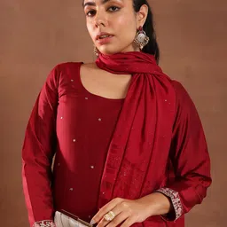 Libas Floral Embroidered Sequinned Straight Kurta With Palazzo & Dupatta-picture-17