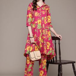 Readiprint Fashions Floral Printed Panelled Pure Cotton Kurta with Palazzos-44