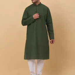 KRAFT INDIA Ethnic Motifs Embroidered Chikankari Kurta with Pyjamas-image-97