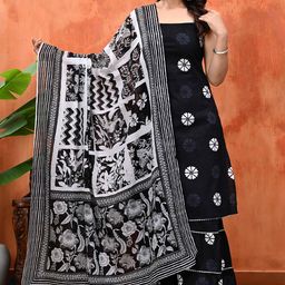 Billion Women Floral Printed Regular Pure Cotton Kurta with Sharara & With Dupatta-15