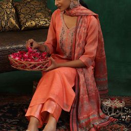 Libas Women Yoke Design Regular Beads and Stones Kurta with Trousers & With Dupatta-picture-5