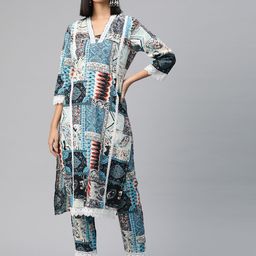 Readiprint Fashions Ethnic Motifs Printed Panelled Pure Cotton Kurta with Trousers-7