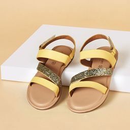 Pantaloons Junior Girls Blue Embellished Leather Party Open Toe Flats-picture-37